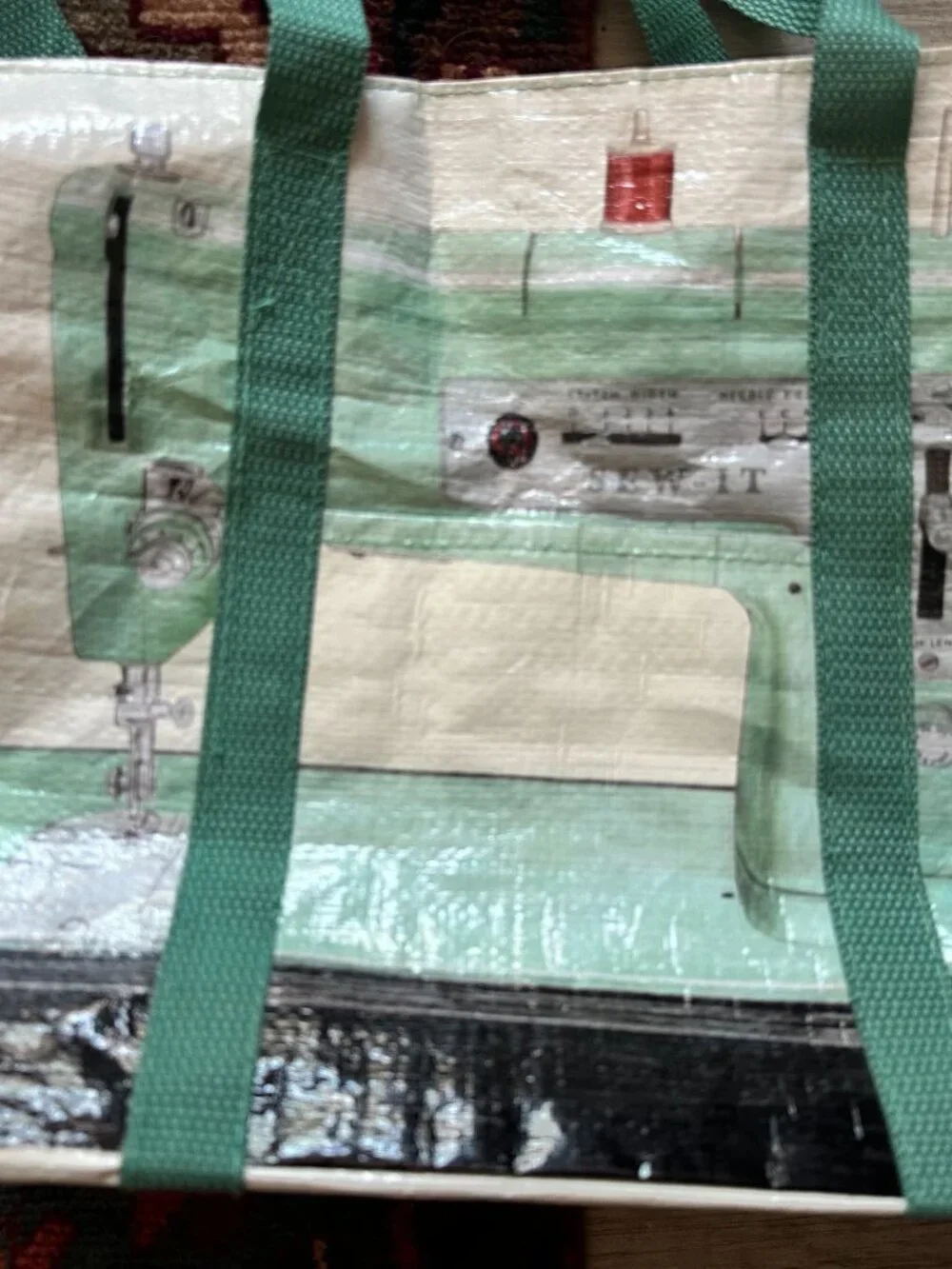 Blue Q Sewing Machine Shoulder Tote with Zipper - 2000s Design - Picture 5 of 8